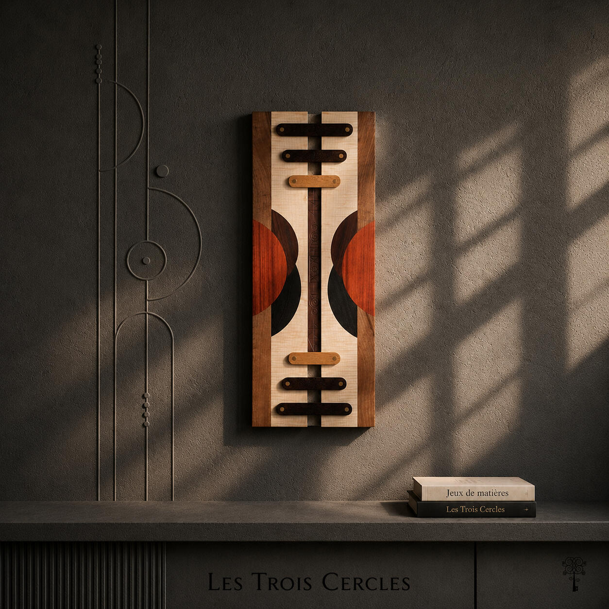 Tableau de marqueterie et gravure TOTEM'S - Les Trois Cercles